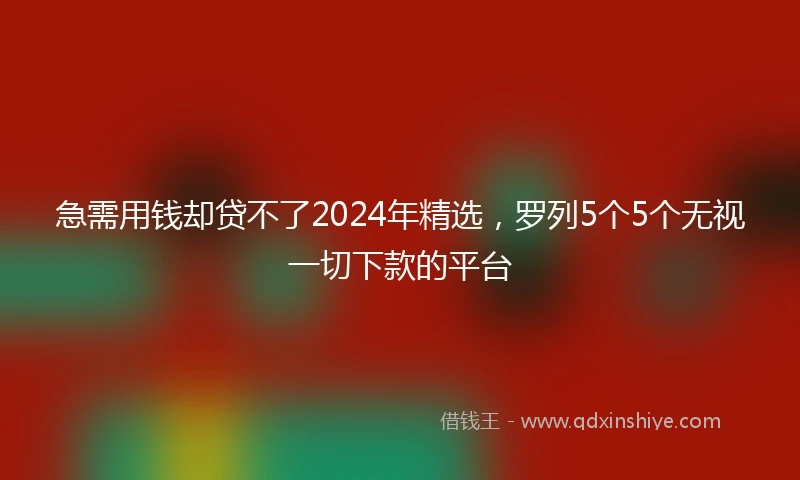 急需用钱却贷不了2024年精选，罗列5个5个无视一切下款的平台