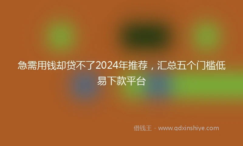 急需用钱却贷不了2024年推荐，汇总五个门槛低易下款平台