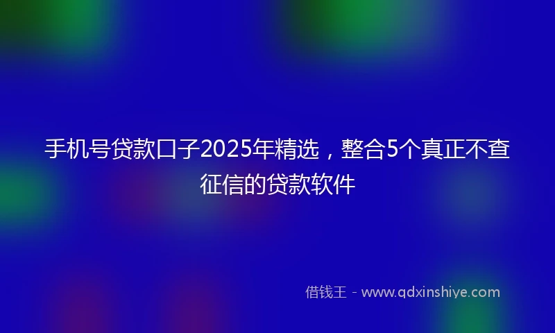 手机号贷款口子2025年精选，整合5个真正不查征信的贷款软件