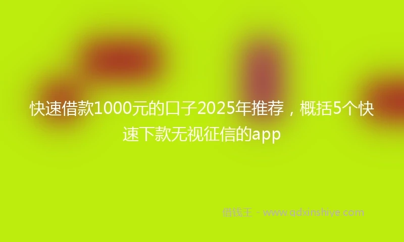 快速借款1000元的口子2025年推荐，概括5个快速下款无视征信的app
