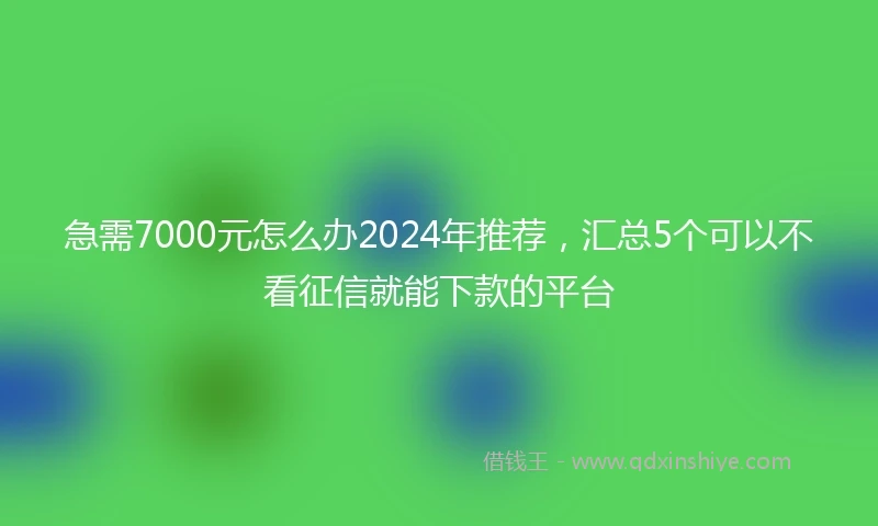急需7000元怎么办2024年推荐，汇总5个可以不看征信就能下款的平台