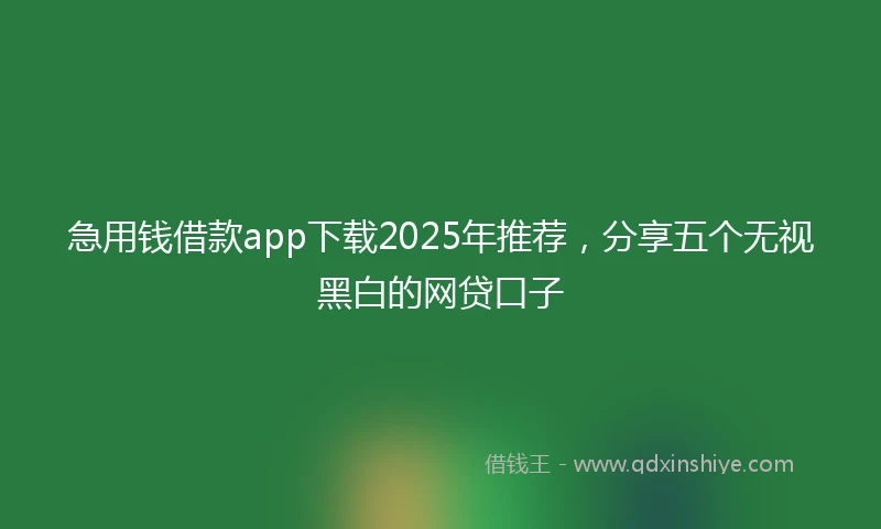 急用钱借款app下载2025年推荐，分享五个无视黑白的网贷口子
