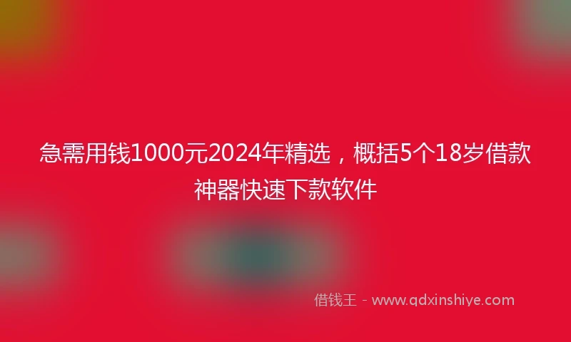 急需用钱1000元2024年精选，概括5个18岁借款神器快速下款软件