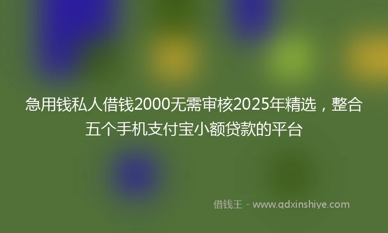 急用钱私人借钱2000无需审核2025年精选，整合五个手机支付宝小额贷款的平台