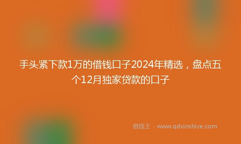 手头紧下款1万的借钱口子2024年精选，盘点五个12月独家贷款的口子