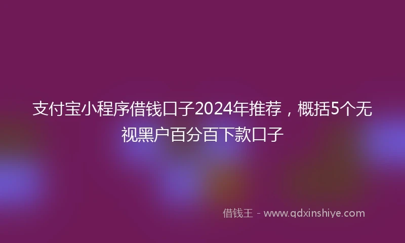 支付宝小程序借钱口子2024年推荐，概括5个无视黑户百分百下款口子