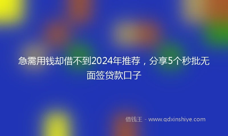 急需用钱却借不到2024年推荐，分享5个秒批无面签贷款口子