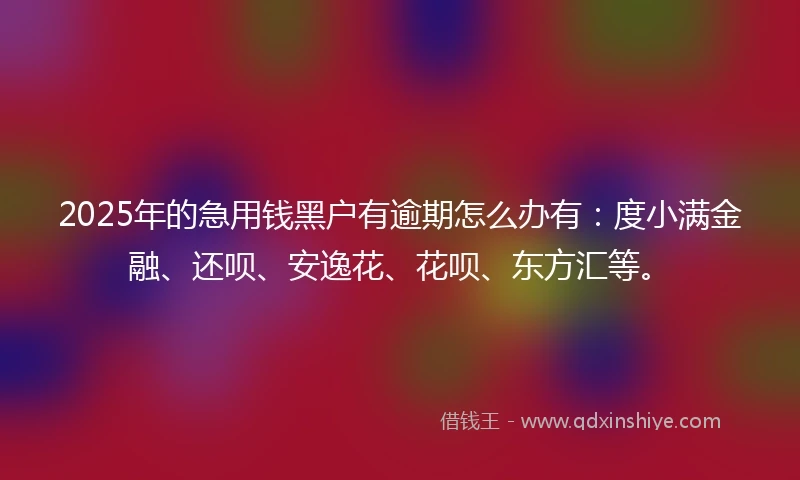 2025年的急用钱黑户有逾期怎么办有：度小满金融、还呗、安逸花、花呗、东方汇等。