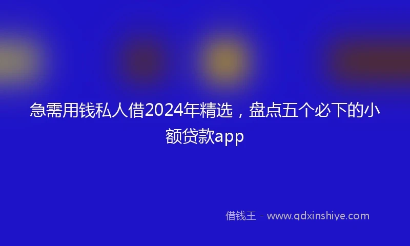 急需用钱私人借2024年精选，盘点五个必下的小额贷款app