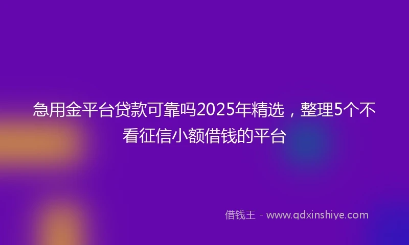 急用金平台贷款可靠吗2025年精选，整理5个不看征信小额借钱的平台