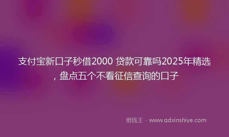 支付宝新口子秒借2000 贷款可靠吗2025年精选，盘点五个不看征信查询的口子