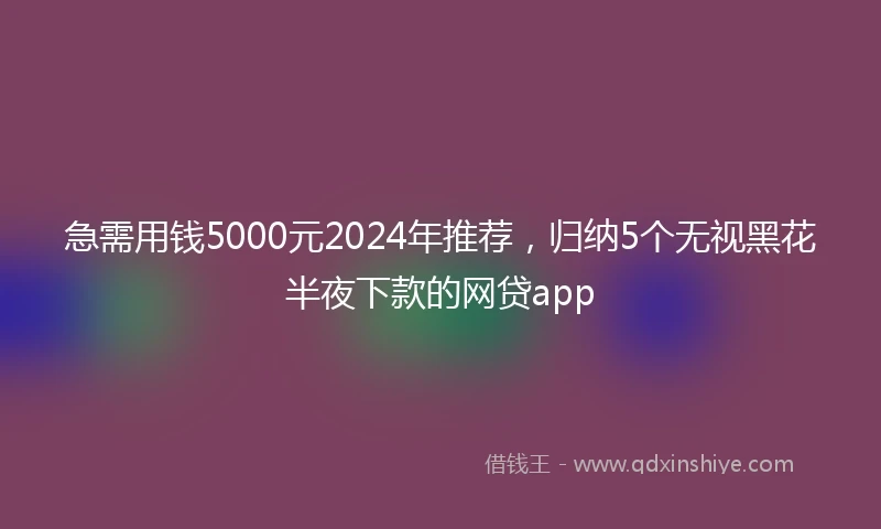急需用钱5000元2024年推荐，归纳5个无视黑花半夜下款的网贷app