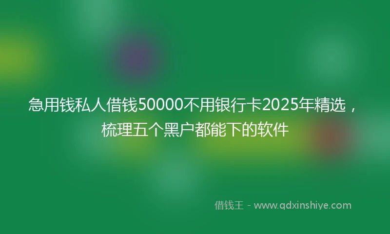 急用钱私人借钱50000不用银行卡2025年精选，梳理五个黑户都能下的软件