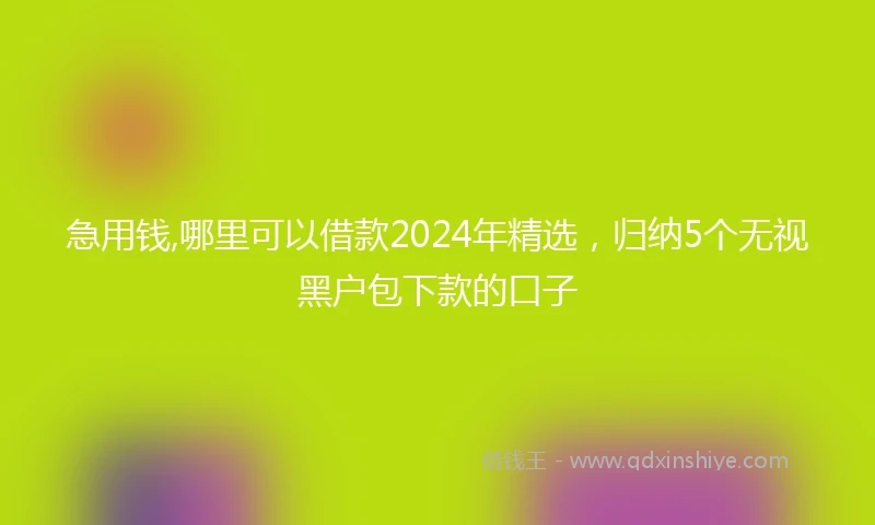 急用钱,哪里可以借款2024年精选，归纳5个无视黑户包下款的口子