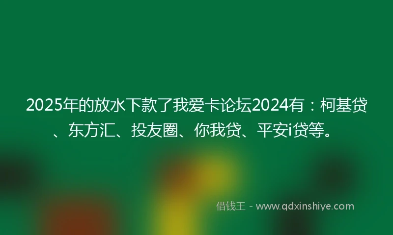 2025年的放水下款了我爱卡论坛2024有：柯基贷、东方汇、投友圈、你我贷、平安i贷等。