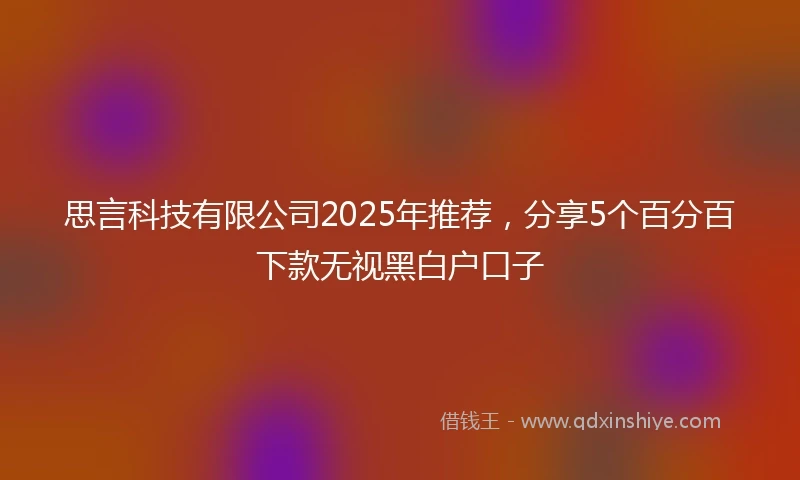 思言科技有限公司2025年推荐，分享5个百分百下款无视黑白户口子