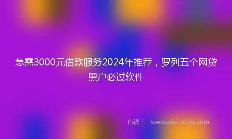 急需3000元借款服务2024年推荐，罗列五个网贷黑户必过软件
