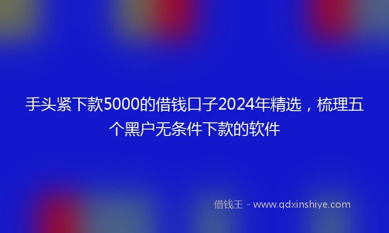 手头紧下款5000的借钱口子2024年精选，梳理五个黑户无条件下款的软件