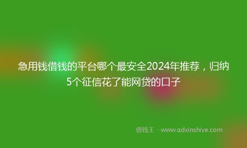 急用钱借钱的平台哪个最安全2024年推荐，归纳5个征信花了能网贷的口子