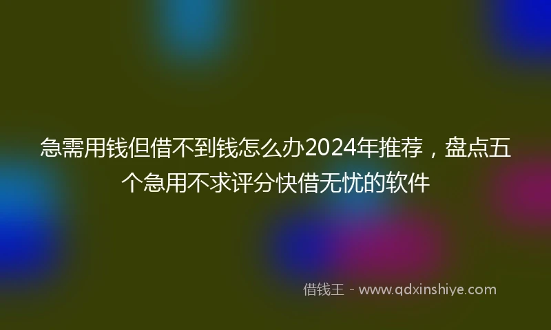 急需用钱但借不到钱怎么办2024年推荐，盘点五个急用不求评分快借无忧的软件