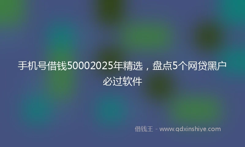 手机号借钱50002025年精选，盘点5个网贷黑户必过软件