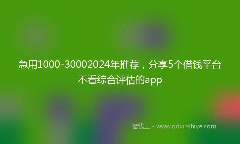 急用1000-30002024年推荐，分享5个借钱平台不看综合评估的app