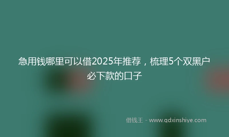 急用钱哪里可以借2025年推荐，梳理5个双黑户必下款的口子