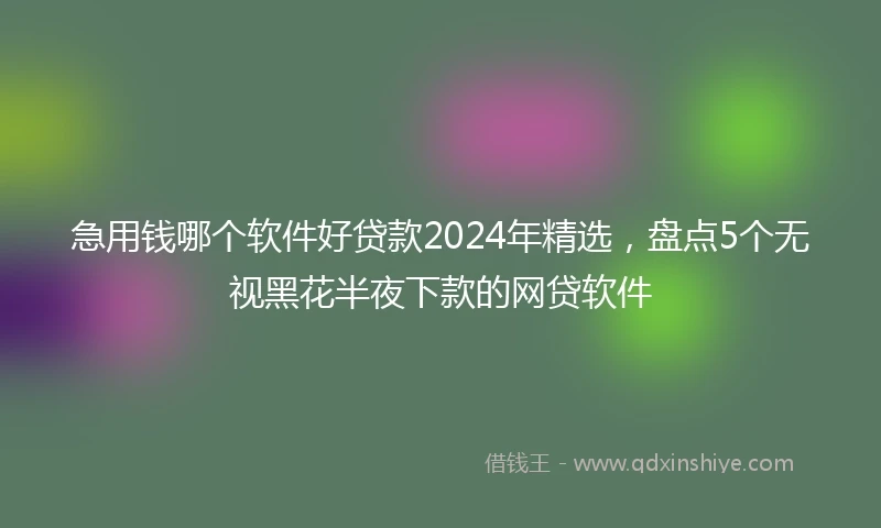 急用钱哪个软件好贷款2024年精选，盘点5个无视黑花半夜下款的网贷软件