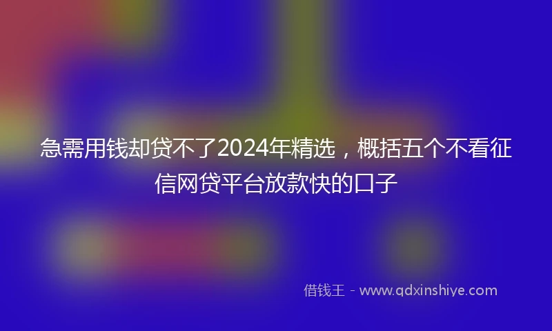 急需用钱却贷不了2024年精选，概括五个不看征信网贷平台放款快的口子