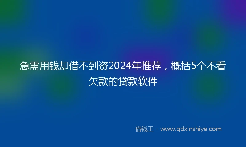 急需用钱却借不到资2024年推荐，概括5个不看欠款的贷款软件