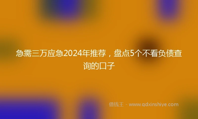 急需三万应急2024年推荐，盘点5个不看负债查询的口子