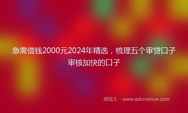 急需借钱2000元2024年精选，梳理五个审贷口子审核加快的口子