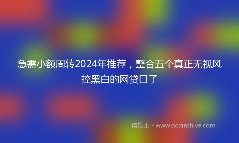 急需小额周转2024年推荐，整合五个真正无视风控黑白的网贷口子