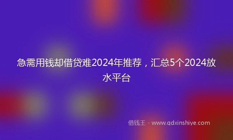 急需用钱却借贷难2024年推荐，汇总5个2024放水平台