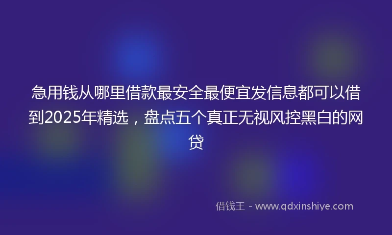 急用钱从哪里借款最安全最便宜发信息都可以借到2025年精选，盘点五个真正无视风控黑白的网贷