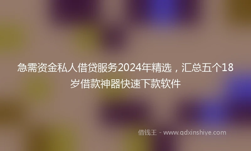 急需资金私人借贷服务2024年精选，汇总五个18岁借款神器快速下款软件