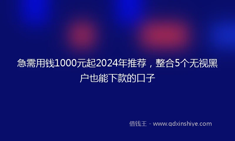 急需用钱1000元起2024年推荐，整合5个无视黑户也能下款的口子