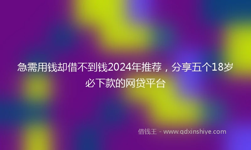 急需用钱却借不到钱2024年推荐，分享五个18岁必下款的网贷平台