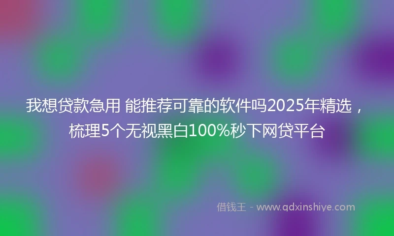 我想贷款急用 能推荐可靠的软件吗2025年精选，梳理5个无视黑白100%秒下网贷平台