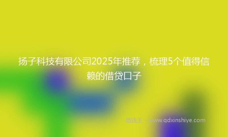 扬子科技有限公司2025年推荐，梳理5个值得信赖的借贷口子