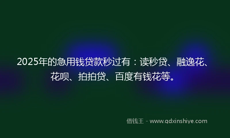 2025年的急用钱贷款秒过有：读秒贷、融逸花、花呗、拍拍贷、百度有钱花等。