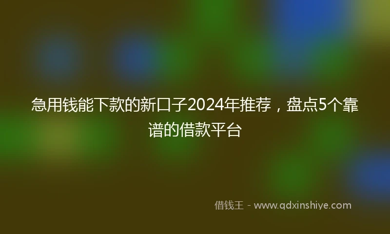 急用钱能下款的新口子2024年推荐，盘点5个靠谱的借款平台