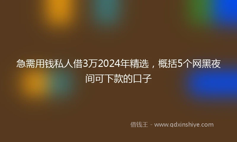 急需用钱私人借3万2024年精选，概括5个网黑夜间可下款的口子