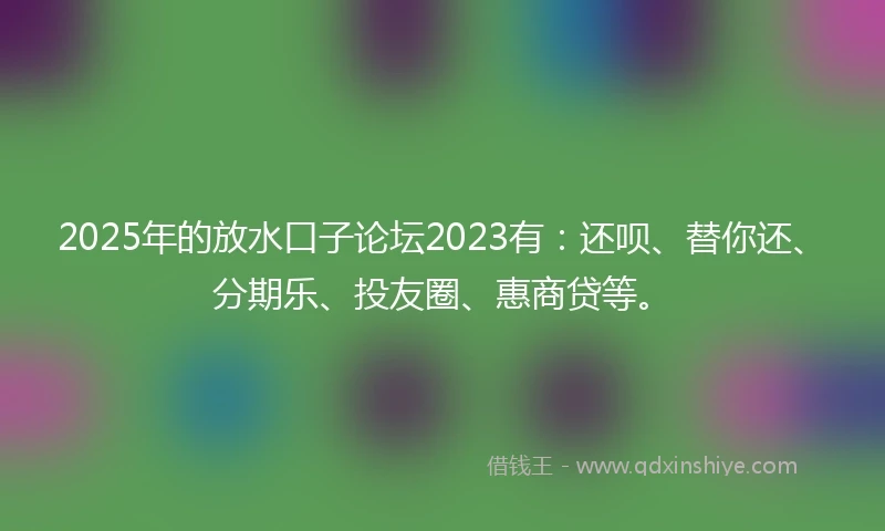 2025年的放水口子论坛2023有：还呗、替你还、分期乐、投友圈、惠商贷等。
