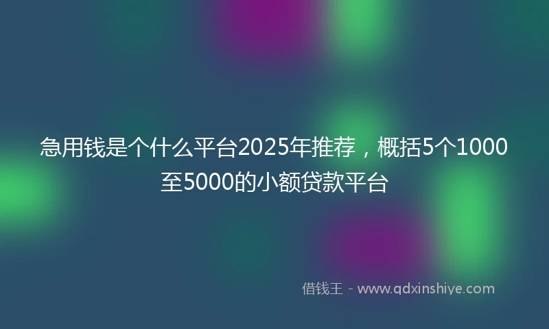 急用钱是个什么平台2025年推荐，概括5个1000至5000的小额贷款平台