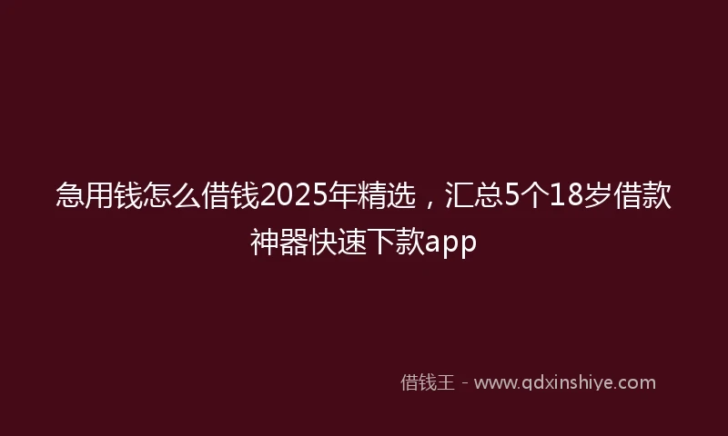 急用钱怎么借钱2025年精选，汇总5个18岁借款神器快速下款app