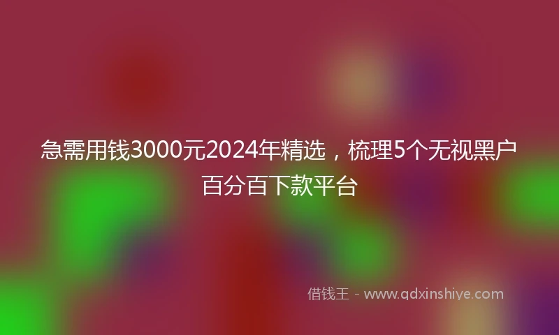 急需用钱3000元2024年精选，梳理5个无视黑户百分百下款平台
