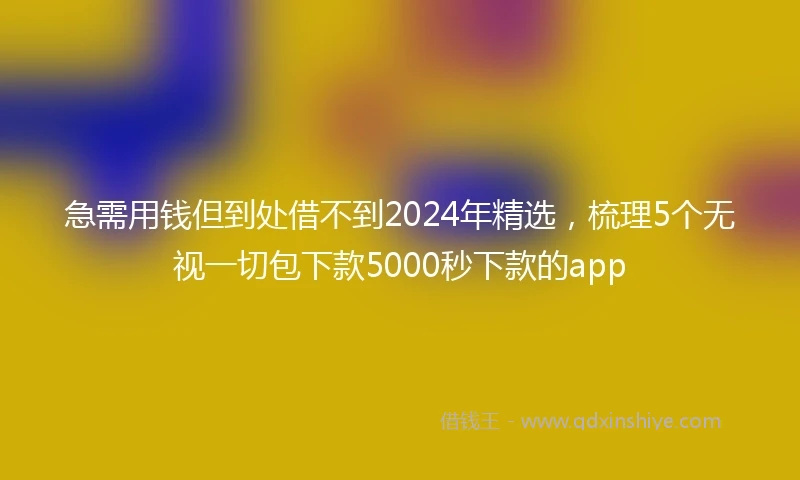 急需用钱但到处借不到2024年精选，梳理5个无视一切包下款5000秒下款的app