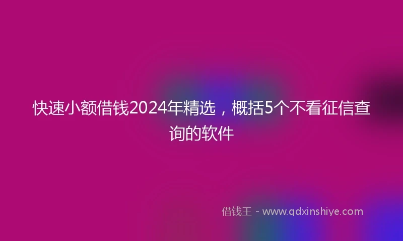 快速小额借钱2024年精选，概括5个不看征信查询的软件