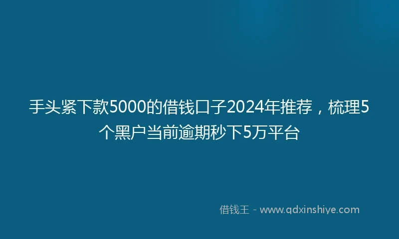 手头紧下款5000的借钱口子2024年推荐，梳理5个黑户当前逾期秒下5万平台